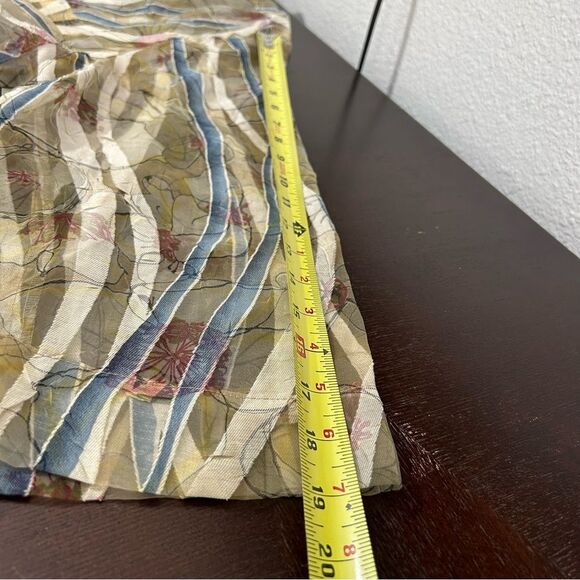 Vintage Graff Wear Linen Blend Sheer Floral Striped Button Down Blouse XL - Picture 14 of 14